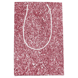 Girly Pink Rose Glitzer   Mittlere Geschenktüte