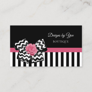 Girly Pink Rose Niedliche Zickzack Bow Boutique Visitenkarte