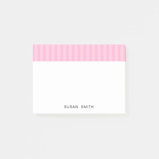 Girly Pink Rose Streifen Post-it Klebezettel (Vorderseite)