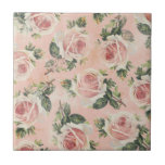 Girly Pink Rose Tile Fliese<br><div class="desc">Hübsches Design mit rosa Kohlensäure-Rose auf sanft bedrängtem und strukturiertem rosa Hintergrund.</div>