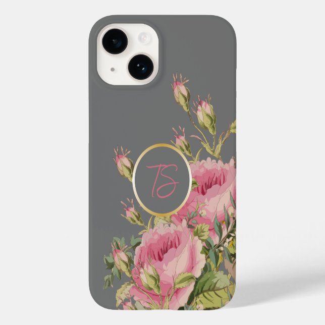 Girly Pink Roses Case-Mate iPhone 14 Hülle (Rückseite)