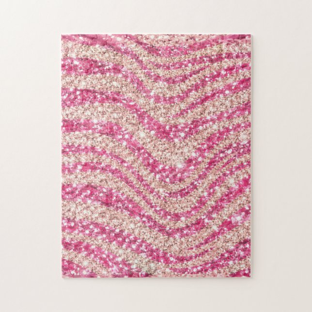 Girly Pink Schimmer Zebra-Muster (Vertikal)