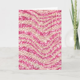 Girly Pink Schimmer Zebra-Muster Karte