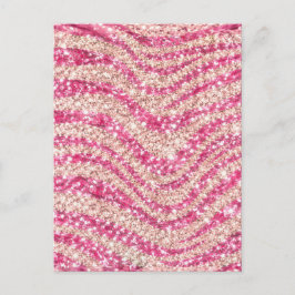 Girly Pink Schimmer Zebra-Muster Postkarte