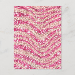 Girly Pink Schimmer Zebra-Muster             Postkarte