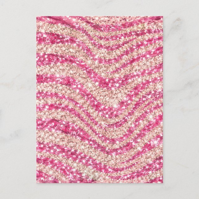 Girly Pink Schimmer Zebra-Muster             Postkarte (Vorderseite)