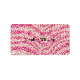 Girly Pink Schimmernder Zebrastreifen Adressaufkleber