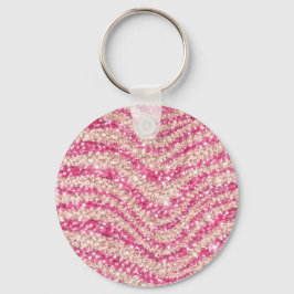 Girly Pink Schimmernder Zebrastreifen Schlüsselanhänger