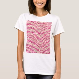 Girly Pink Schimmernder Zebrastreifen T-Shirt