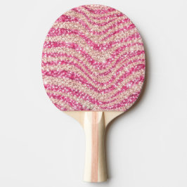 Girly Pink Schimmernder Zebrastreifen Tischtennis Schläger