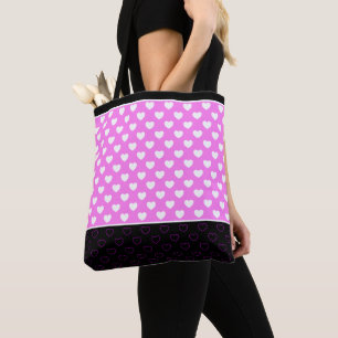 Girly Pink, Schwarz und Weiß und Niedliche Herzen Tasche