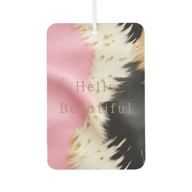 Girly Pink Schwarz-weiß Gold Cowhide Autolufterfrischer (Vorderseite)