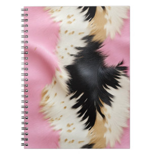 Girly Pink Schwarz-weiß Gold Cowhide Notizblock