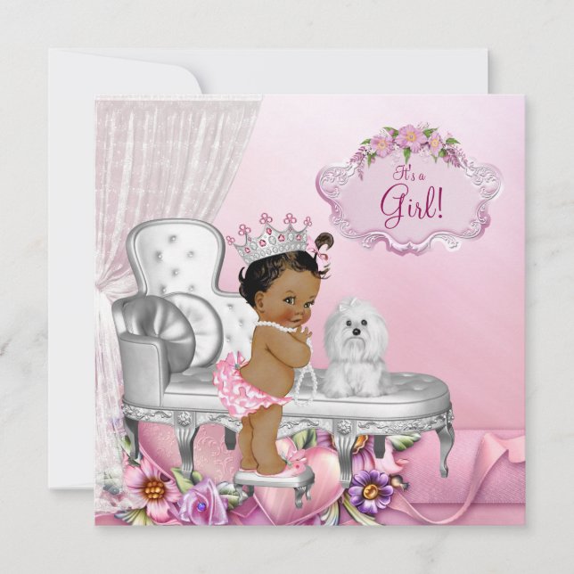 Girly Pink Sessel Princess Baby Dusche Einladung (Vorderseite)