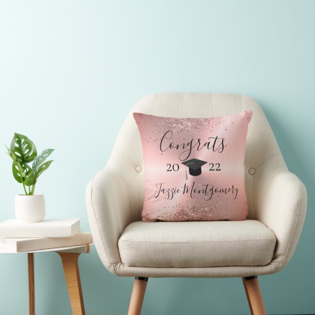 Girly Pink Sheen Abschluss Glittery Kissen (Stuhl )