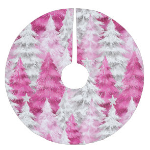 Girly Pink Silver Glam Weihnachtsbaumen Polyester Weihnachtsbaumdecke