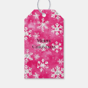 Girly Pink Silver Glam Weihnachtsschneeflocken Geschenkanhänger