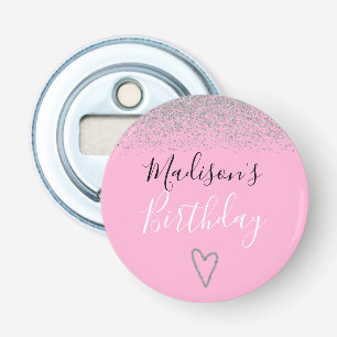 Girly Pink Silver Glitzer Glitzern Herzlich willko Flaschenöffner
