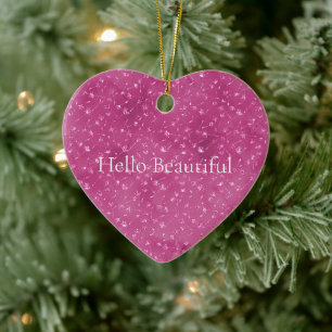 Girly Pink Sparkle Glitzer Blume Keramik Ornament
