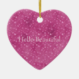 Girly Pink Sparkle Glitzer Blume Keramik Ornament