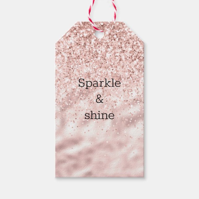 Girly Pink Sparkle Glitzer Geschenkanhänger (Vorderseite)
