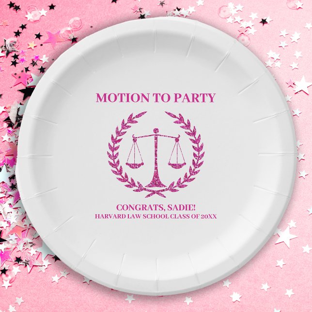 Girly Pink Sparkle Law School Graduation Party Pappteller (Von Creator hochgeladen)