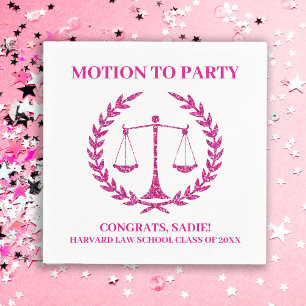Girly Pink Sparkle Law School Graduation Party Serviette