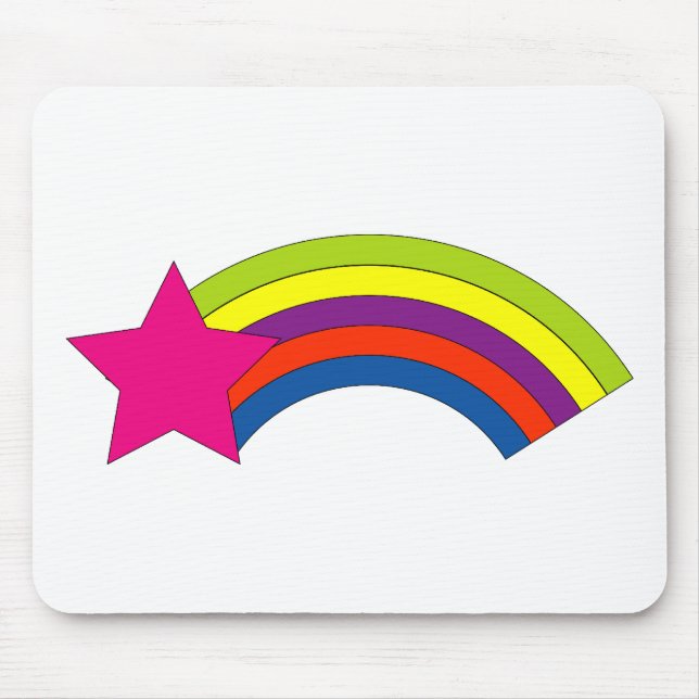 Girly Pink Star Rainbow Mousepad (Vorne)