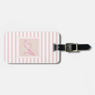Girly Pink Stripe Monogramm-personalisiert Gepäckanhänger