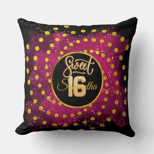 Girly Pink Sweet 16 Birthday Rose Gold Glitzer Kissen (Vorderseite)