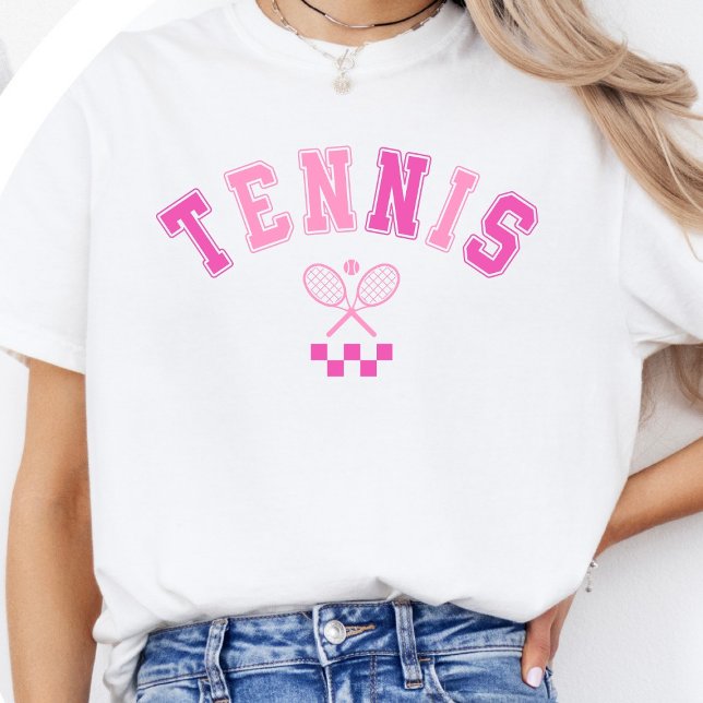 Girly Pink Tennis Minimalist - Cute Rackets  T-Shirt (Von Creator hochgeladen)