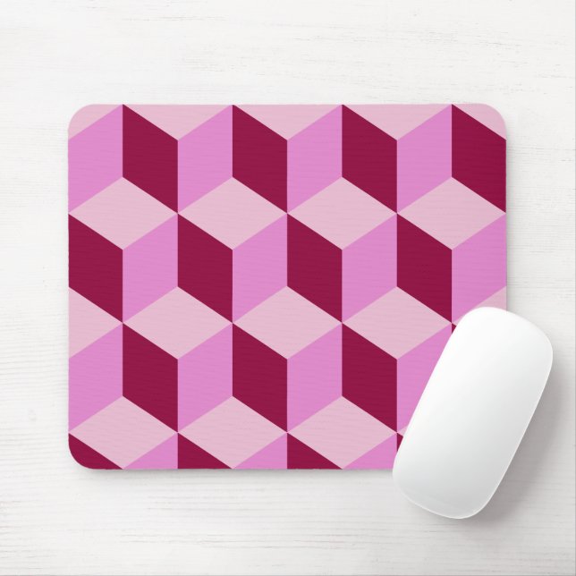 Girly Pink Tumbling Blocks Nahtloses Muster Mousepad (Mit Mouse)