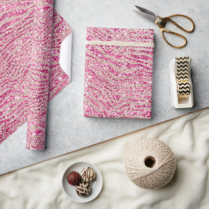 Girly Pink und Blush Glitzer Zebra Geschenkpapier