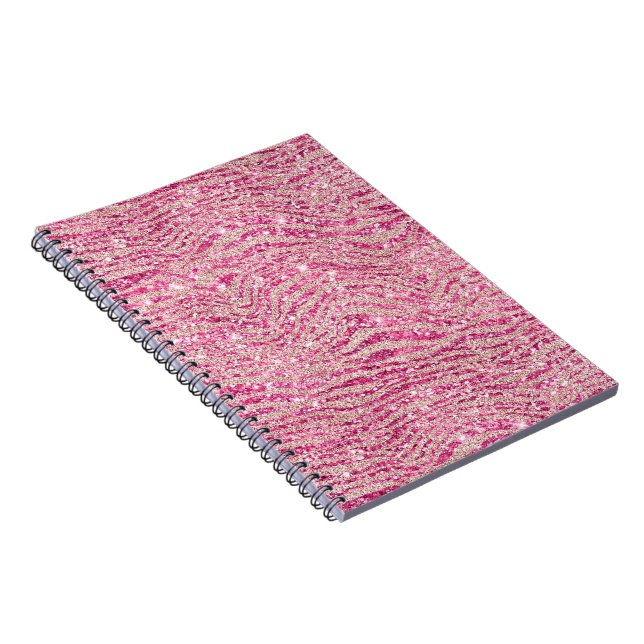 Girly Pink und Blush Glitzer Zebra Notizblock (Rechte Seite)