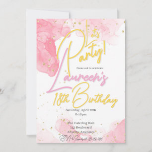 Girly Pink und Gold Speckle Einladung zum Geburtst