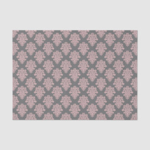 Girly Pink und Gray Damask Seidenpapier
