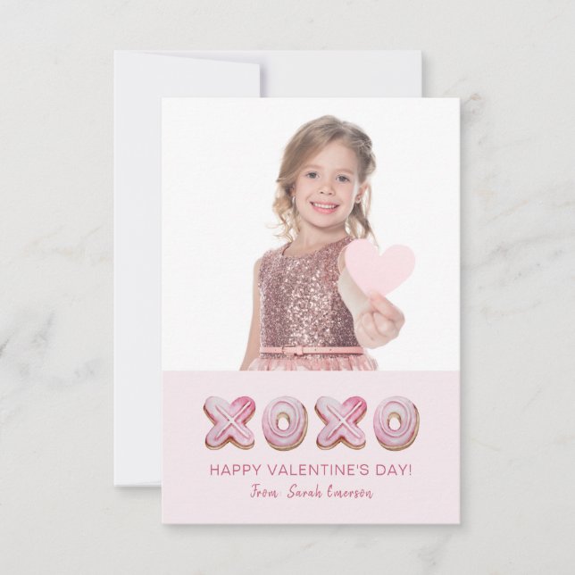 Girly Pink Valentine's Day Foto Mitteilungskarte (Vorderseite)