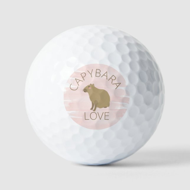 Girly Pink Watercolor Capybara Kawaii Golfball (Vorderseite)