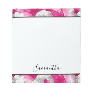 Girly Pink White Abstrakt Notizblock