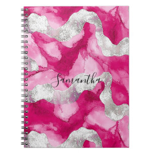 Girly Pink White Abstrakt Notizblock
