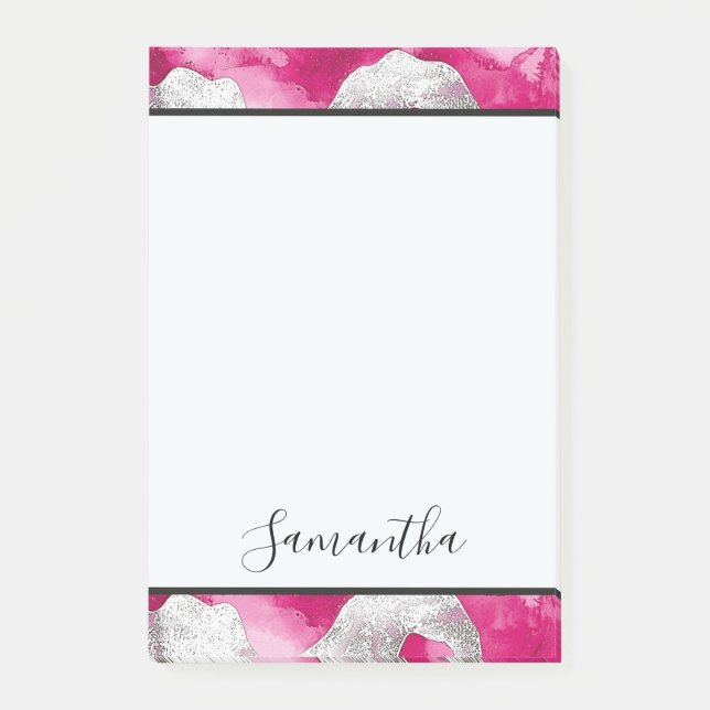 Girly Pink White Abstrakt Post-it Klebezettel (Vorderseite)