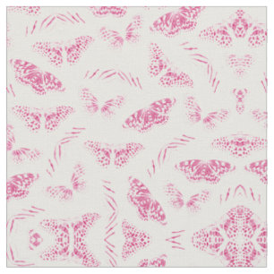Girly Pink White Butterfets Wasserfarben Muster Stoff
