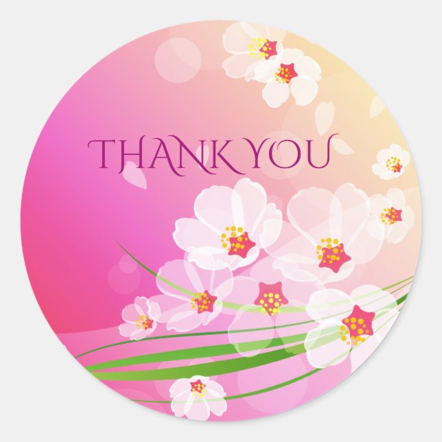 Girly Pink White Floral Collage Runder Aufkleber (Vorderseite)