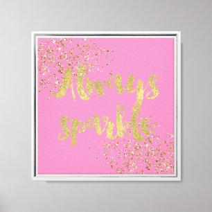 Girly Pink White Gold Confetti Sparkle Leinwanddruck