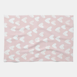 Girly Pink White Hearts Brautparty Geschirrtuch