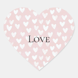 Girly Pink White Hearts Herz-Aufkleber