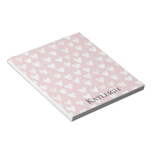 Girly Pink White Hearts Notizblock
