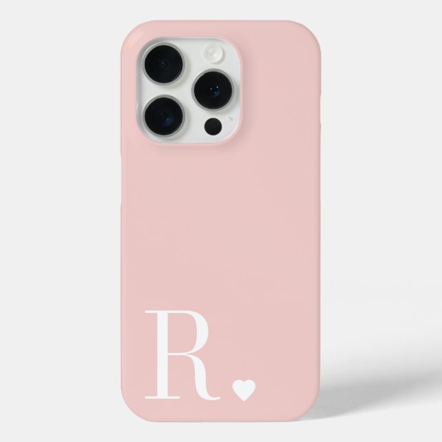 Girly pink  white monogram initial  Case-Mate iPhone hülle (Rückseite)