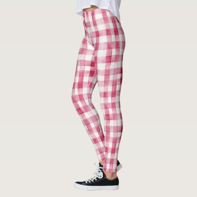  Girly Pink White Plaid Leggings (Links)