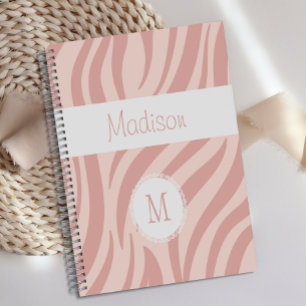 Girly Pink Zebra Animal Print Trendy Monogram Planer